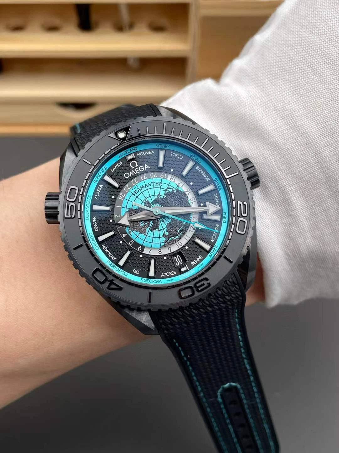 Durable CBD Factory Omega Seamaster Planet Ocean 600M Worldtimer Ref. 215.92.46.22.01.006 1:1 Super Clone – DD8938 Movement 246